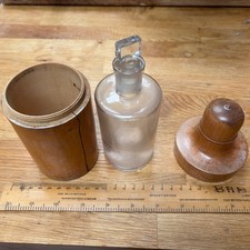 Listing image for 1850'S ANTIQUE VICTORIAN WOOD MEDICAL APOTHECARY BOTTLE CASE Inc Glass Bottle
