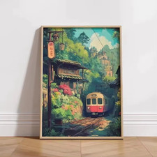 Listing image for Retro Japanese Landscape Canvas Wall Art Poster Asian Modern Home Decor