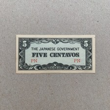 Listing image for WWII Japanese Occupation Over Philippines 5 Centavos 1942 WW2 Memorabilia Note