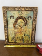 Listing image for Vintage Greek Orthodox Style Print Madonna & Child 9 x 11 Religious Wall Art