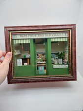 Listing image for beautiful vintage "box clever" doll diorama display box printing shop front