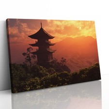 Listing image for Chinese House at Sunset Canvas Framed Print Picture Wall Art