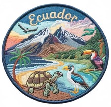 Listing image for Ecuador Flag Patch Embroidered Iron/Sew-on Badge (3 Inch) Travel Souvenir Gift