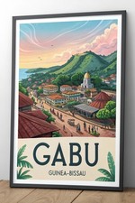 Listing image for Vibrant Gabú, Guinea-Bissau Travel Poster - Exotic African Landscape Art Print A