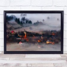 Listing image for Poland Night Fog Lower Silesia Village Mist Haze Rural Glow Wall Art Print