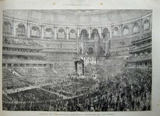 Listing image for Old Antique Print 1886 Opening Colonial Indian Exhibition Queen Building 19th