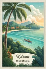 Listing image for Exotic Kolonia Micronesia Travel Poster - Tropical Paradise Art Print A1-A4 Post