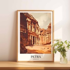 Listing image for A4 Petra Archaeological Site Jordan Artwork Wall Art Print With Border