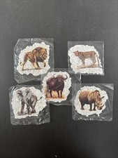 Listing image for South Africa Big Five Textured Art Print Set Handmade Elephant Dung Paper Mini