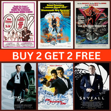 Listing image for JAMES BOND MOVIE POSTERS CLASSIC RETRO CINEMA POSTER WALL ART A5 A4 A3