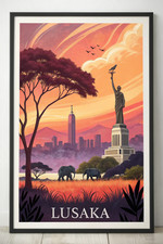 Listing image for Lusaka Zambia - Majestic African Sunset Travel Poster Art Print A1-A4 Poster Art