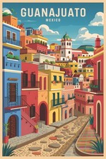 Listing image for Guanajuato Mexico Vintage Travel Poster Print Retro Wall Art