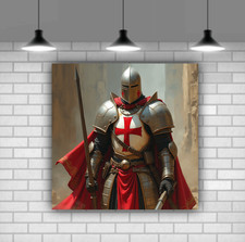 Listing image for Medieval Knights Templar wall art modern canvas print mounted ready to hang