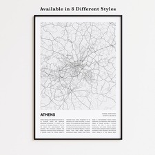 Listing image for Athens City Map Print, Georgia Travel Poster, Modern Map, Wall Decor Art