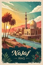 Listing image for Majestic Najaf Iraq Travel Poster - Evocative Islamic Heritage Art Print A1-A4 P