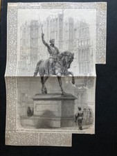 Listing image for 1861 Colonial Statue Richard Lionheart Marochetti London history print clipping