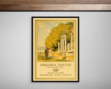 Listing image for Virginia Water History Art Deco Travel Poster: Fine Art Print