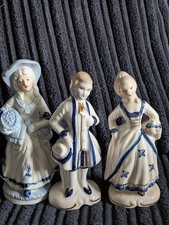 Listing image for Vintage Blue & White Porcelain Figurines Colonial Style Collectible Ornaments