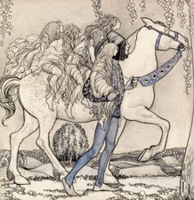 Listing image for The Horse He Led at the Bit by John Bauer – 1915 Etching – Swedish Folklore Art