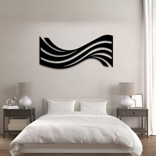 Listing image for Minimalist Abstract Wall Art -Retro Wavy Lines Modern Wood Decor for Living room