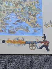 Listing image for Signed Humorous Channel Islands Map Print Framed Nautical Art 55х42 cm