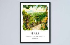 Listing image for Bali Watercolor Poster Bali Travel Print Bali Wall Art Bali Landscape Painting