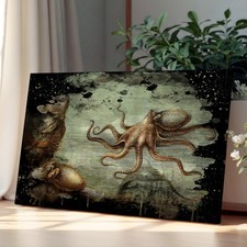 Listing image for Vintage Natural History Octopus Canvas Wall Art Print Home Decor Ready to Hang