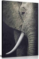 Listing image for Black & White African Elephant Canvas Wall Art Picture Print