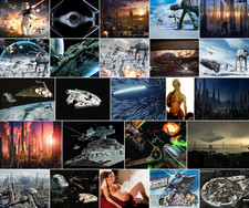 Listing image for Large A0 Star Wars Destroyer Millennium Falcon AT-AT Leia Death Wall Art Poster