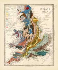 Listing image for Antique geological map ENGLAND & WALES Murchison 1842 wall art print poster XL