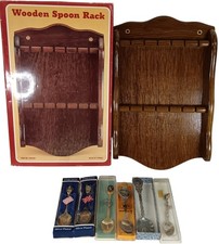 Listing image for Wooden Spoon Rack with Collectible Souvenir Spoons Made in Taiwan