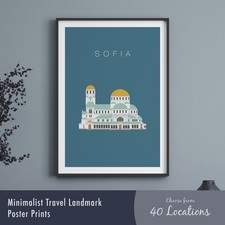 Listing image for Minimalist Famous Landmarks Travel Poster Print – 40 Locations Wall Art