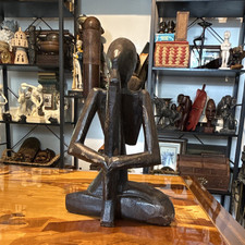 Listing image for Vintage Hand Carved African Wooden Figure Sculpture Tribal Art Ornament Decor