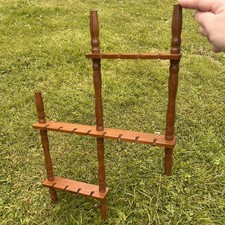 Listing image for Vintage Wooden Spindle Souvenir Spoon Rack Wall Hanging Display Holder 16 Spoons
