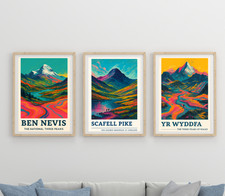 Listing image for 3 pack, National 3 Peaks Picture Wall Art Poster Print Mountain