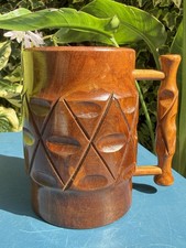 Listing image for Vintage Hand Carved Wooden Tankard Mug | Scandinavian Baltic Folk Art Style