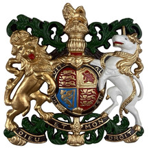 Listing image for Cast Metal Royal Coat of Arms Plaque 35cm Hand Painted Wall Decor
