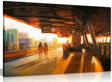 Listing image for Wall Art Decor Couple At Train Station Canvas Wall Art Picture Print