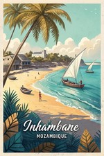 Listing image for Captivating Inhambane Mozambique Travel Poster - Tropical Beach Paradise Art Pri