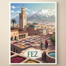 Listing image for Captivating Fez Morocco Travel Poster - Majestic Medina and Tanneries Art Print