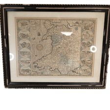 Listing image for Vintage Map of Wales Framed John Speed Reproduction Historical Print Black