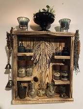 Listing image for Boho Wooden Witchy Apothecary Shelf • Celtic Goddess Decor