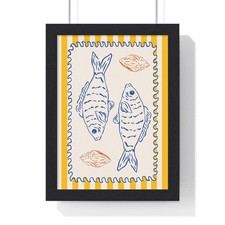 Listing image for Mediterranean Fish Kitchen Print - Coastal Food Wall Art Print Gift Decor