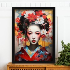 Listing image for Geisha Wall Art Japanese Woman Print Oriental Artwork For The Lounge Geisha Art