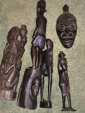 Listing image for African Hand Carved Wooden Figures Sculptures Collectible