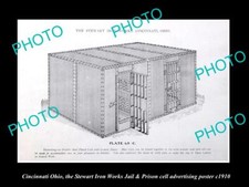 Listing image for OLD 8x6 HISTORIC PHOTO OF CINCINNATI OHIO STEWART PRISON CELL POSTER c1910 1