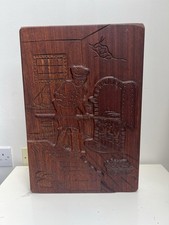 Listing image for Hand Carved Wooden Wall Plaque Baker Bread Oven Kitchen Folk Art Decor Vintage