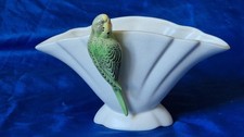 Listing image for Art Deco Falcon Ware Green Budgerigar budgie parakeet Vase 16 cm tall