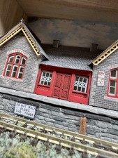 Listing image for Handmade Miniature Railway Station Diorama Shadow Box Train Display 6x4''