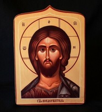 Listing image for Handmade Icon of 'Lord Almighty' Wood Canvas Gesso Orthodox Religious Art